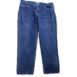 J JILL Blue Denim Slim Boyfriend Straight Leg Blue Jeans Sz 14P stretch denim